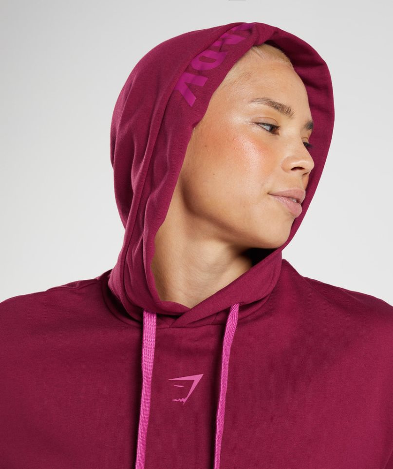 Women's Gymshark Graphics Fraction Hoodie Fuchsia | CA 730165